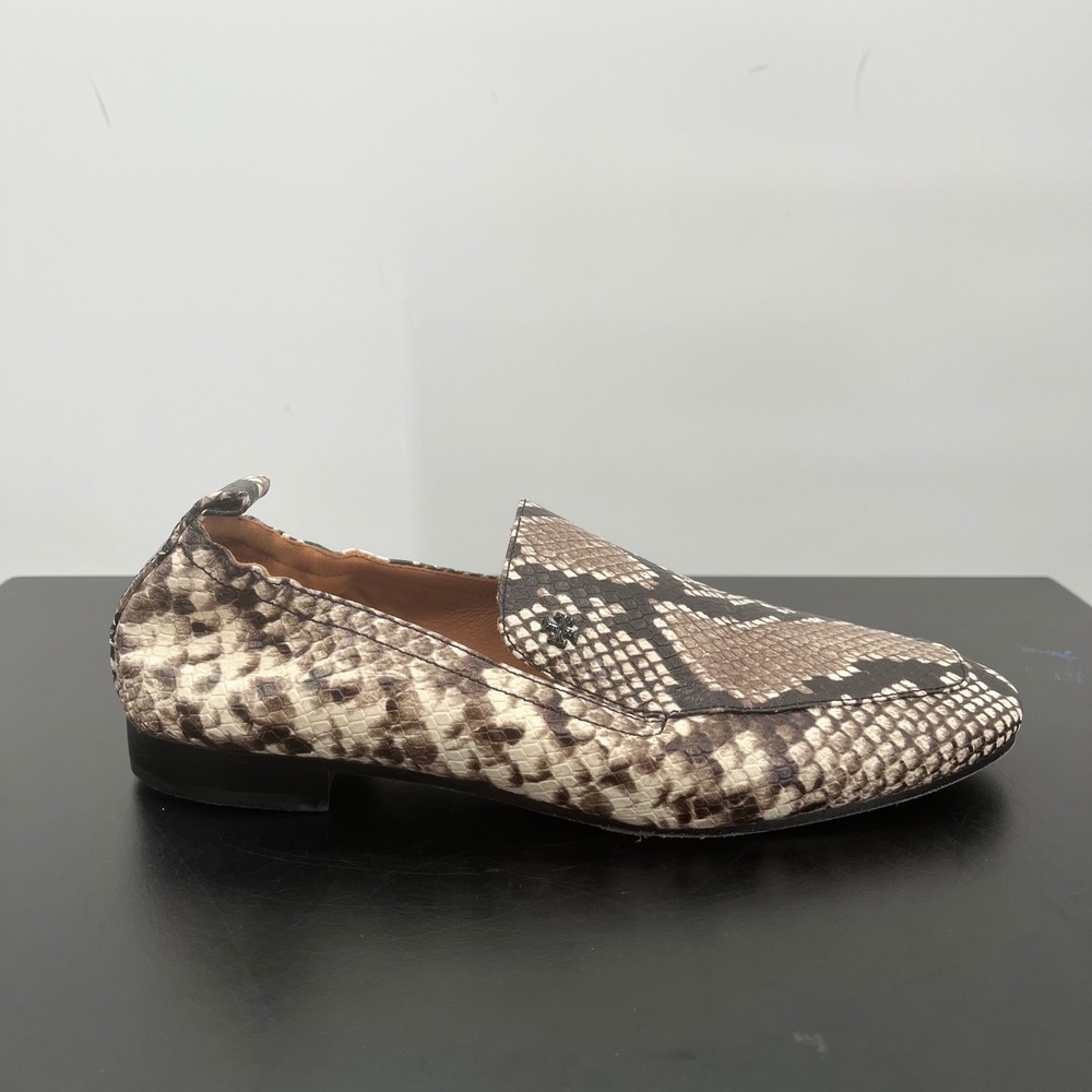 Tory Burch Jessa Loafers Women 8.5M Neutral Snakeskin Leather Flats